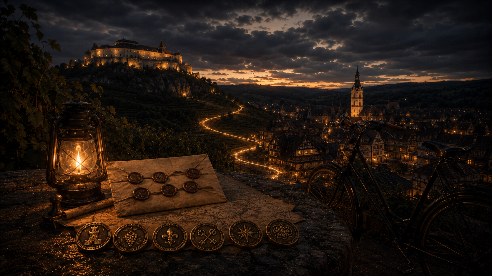 Die sechs Zeichen zwischen Berg und Stadt